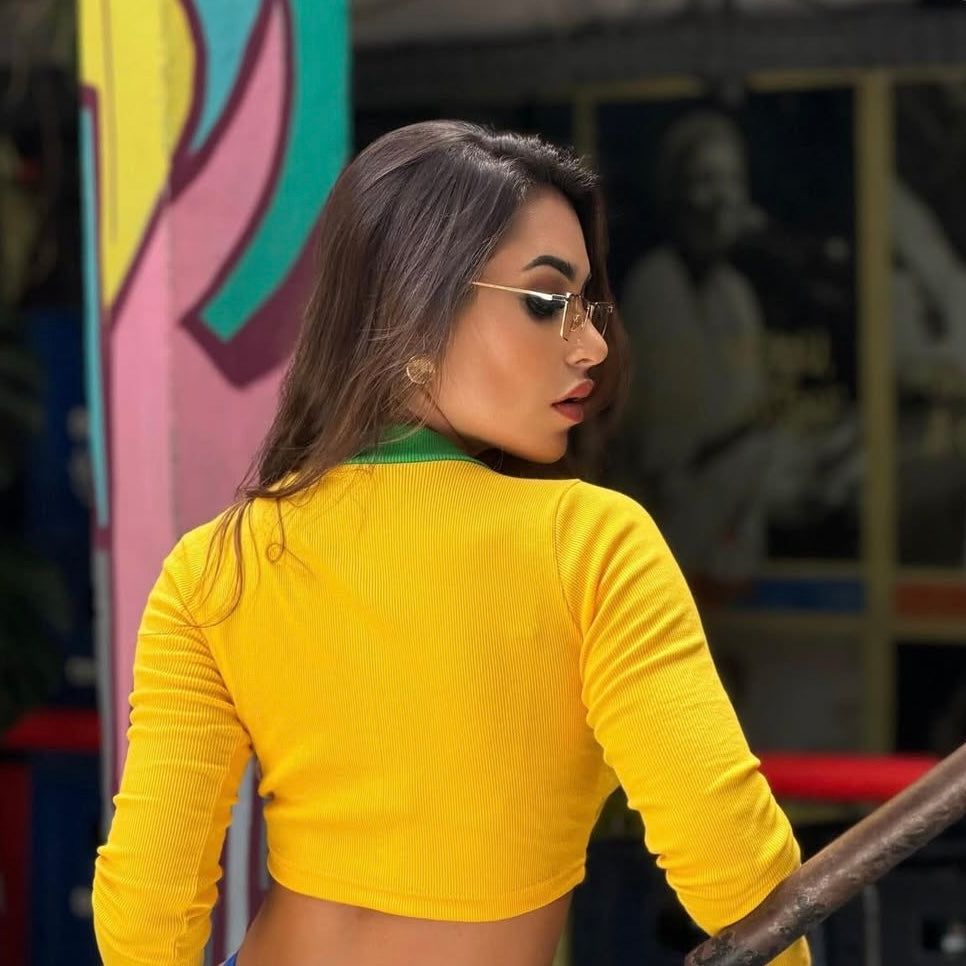 Brazil Flag Ribbed Crop Top