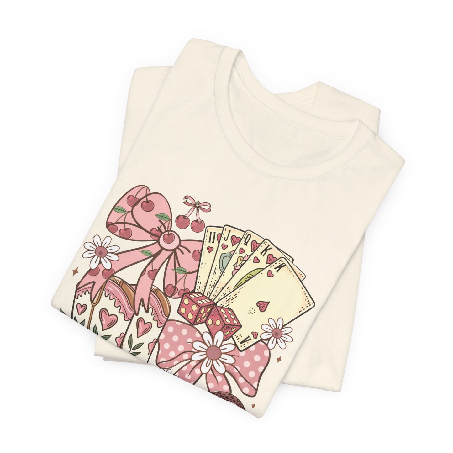 Cowgirl Luck Tee — Vintage Western Boots, Poker Cards & Bows Graphic Tee