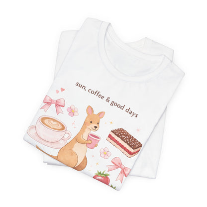 Sun, Coffee & Good Days Cute Cafe Graphic T-Shirt