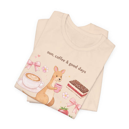 Sun, Coffee & Good Days Cute Cafe Graphic T-Shirt