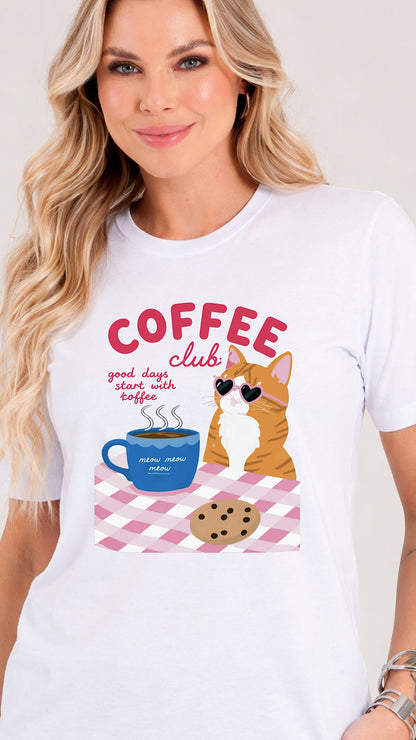 Coffee Lovers Cute Cat Graphic Tee