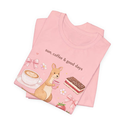 Sun, Coffee & Good Days Cute Cafe Graphic T-Shirt