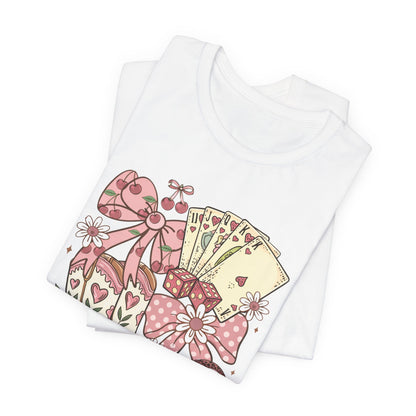 Cowgirl Luck Tee — Vintage Western Boots, Poker Cards & Bows Graphic Tee