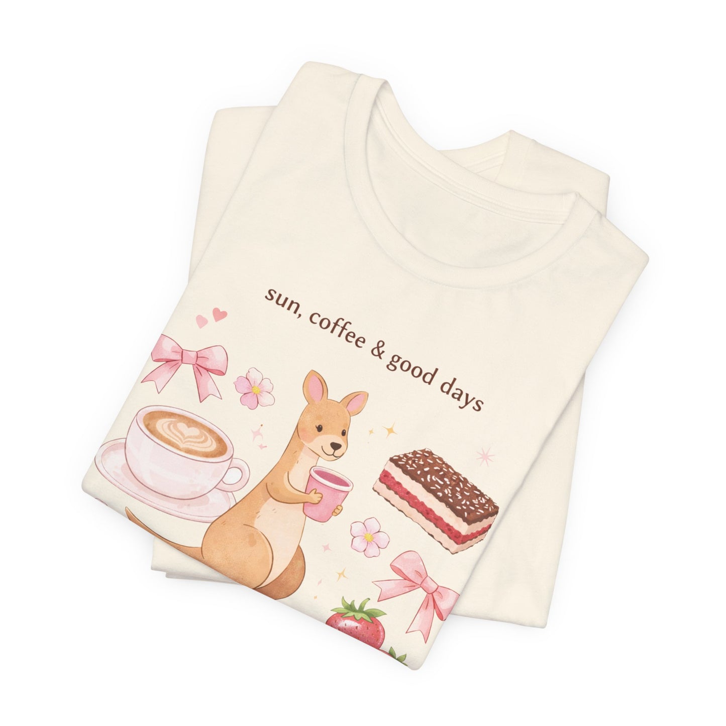 Sun, Coffee & Good Days Cute Cafe Graphic T-Shirt