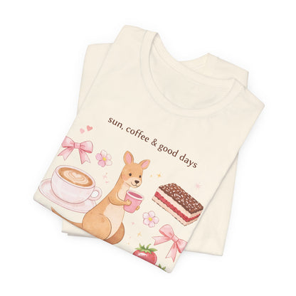 Sun, Coffee & Good Days Cute Cafe Graphic T-Shirt